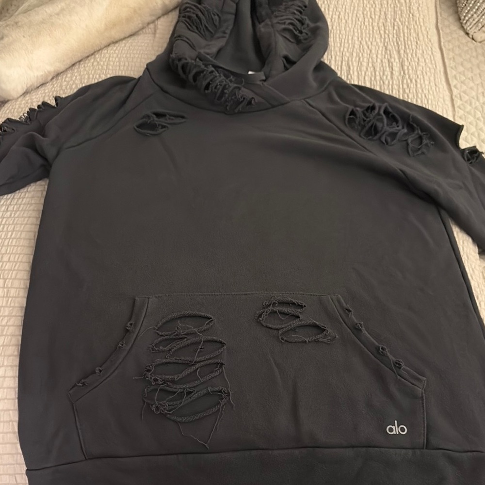 Alo Distressed grey Hoodie